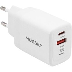 Mossily Punjač JT-G45P, USB-A + Type-C, 45W PD + QC 3.0, Beli Cene