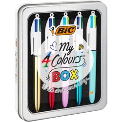 Bic izvlečni kemični svinčnik 4 Colors Collection, kovinska škatla 5, (21656370) Cene