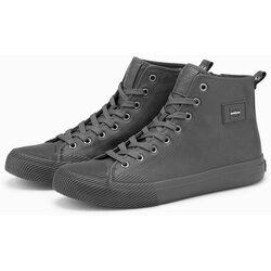 Ombre Men's high-top sneakers with decorative toe - gray Cijene