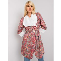 Fashion Hunters Red patterned coat with a belt Cene