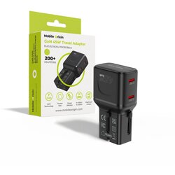 MOBILE ORIGIN 45W Travel Adapter EU /US /UK /AU PW26, black Cene