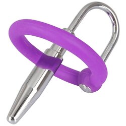 Penis Plug - silikonski obroček z uretralnim stožcem (vijolično-srebrni) Cene