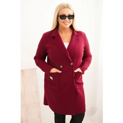 Kesi Włoski Elegant Plus Size women's coat with a collar and large pockets plum Cijene