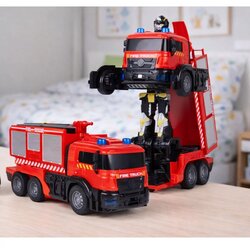 Lean Toys Gasilski robotski avto 2 v 1 z daljinskim upravljanjem, RC lučmi, zvoki, vodo Cene