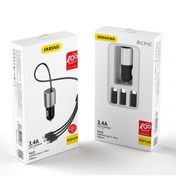 Dudao auto punjač 3,4 A sa ugrađenim 3u1 USB kabelom Cene