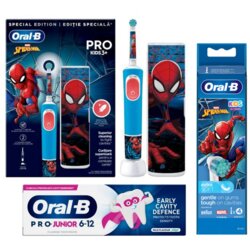 Oral-b kids spiderman set za decu - električna četkica sa kutijom + zamenski nastavci + pro junior pasta za zube Cene