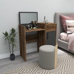 Hanah home sedef - light walnut, anthracite light walnutanthracite make-up table Cene