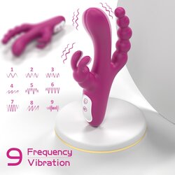 Sex HD Joker - vodoodporni trojni vibrator za polnjenje (rdeč) Cene