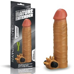 Nature Extender braon silikonska navlaka sa produžetkom i vibracijom — 17,8 cm — LV414100B Cene