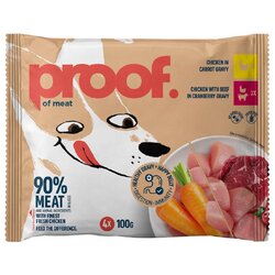 Proof Vlažna hrana za pse, Piletina i govedina u sosu od brusnice, 100 g, 4 komada Cene