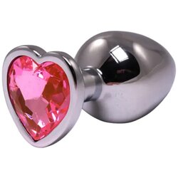  Srednji metalni analni dildo srce sa rozim dijamantom Cene