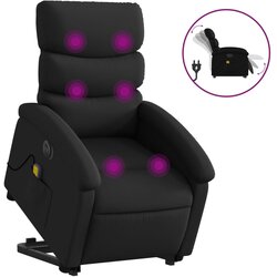 Maison Chic Električni masažni fotelj - Relax naslanjač s funkcijo vstajanja črno um. usnje, (22061959) Cene
