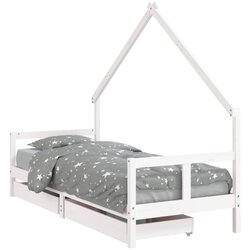 Maison Chic Otroška postelja - Otroški ležaj - Otroški posteljni okvir s predali bel 80x200 cm trdna borovina, (21698401) Cene