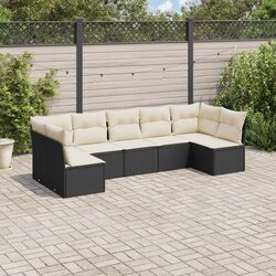 vidaXL 7-dijelni set vrtnih sofa od poliratana s jastucima crni Cijene