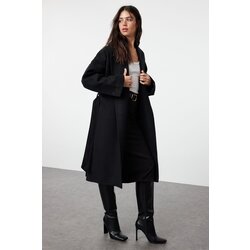 Trendyol Black Button Detailed Slit Oversize Coat Cijene