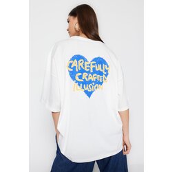 Trendyol T-Shirt - White - Oversize Cene