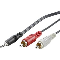 Value 11.99.4341 utičnica audio priključni kabel [1x 3,5 mm banana utikač - 2x muški cinch konektor] 1.50 m crna sa zašt Cene