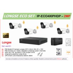 Longse IP POE SET IP-ECO4XIPHDP – 2MP + UPS Cene