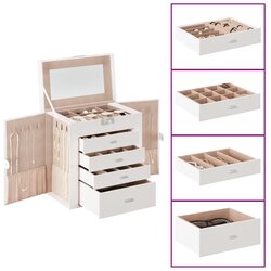 vidaXL kutija za nakit 5slojna s ogledalom koje može zaključati bijela Cijene