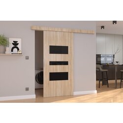 ADRK Drsna stenska vrata CENTO z lakobel detajli 106 cm - SONOMA-LAKIRANA RNA, VISOK SIJAJ Cene