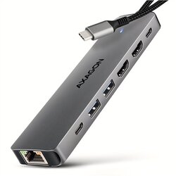 Axagon HMC-7HX2 USB-Hub, 2x USB-A, 1x USB-C, 2x HDMI 2.0, 1x RJ45, 100 W PD USB kombinirani hub Cijene