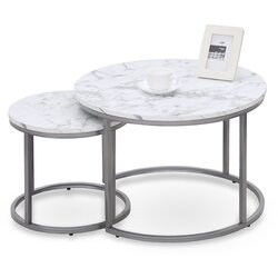 Halmar Komplet 2 kom konferencijskih stočića PAOLA, prečnik 38/60 cm, siva/mramorni dekor Cene