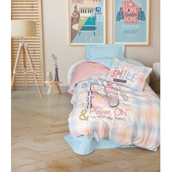  Smile - mint mint ranforce young quilt cover set Cene