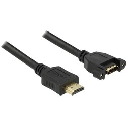 Delock HDMI podaljšek HDMI-A vtič\, HDMI-A vtičnica 1.00 m črna 85102 lahko se privije\, pozlačeni konektorji HDMI kabel, (20416499) Cene
