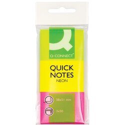 Q-Connect Post-it označevalci Quick tabs 38mmx51mm / 3 x 50 neon KF01224, (20377652) Cene