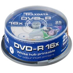 Traxdata DVD-R 4.7GB, 16X, CAKE 25 kom full printable,white Cene