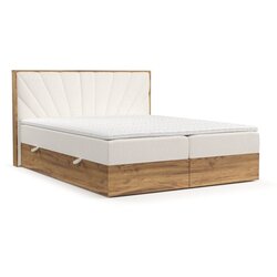Maison de Rêve Krem/u prirodnoj boji boxspring krevet s prostorom za odlaganje 200x200 cm Asahi – Cene