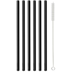 Vialli Design Komplet 6 črnih steklenih slamic za pitje, dolžina 20 cm Cene