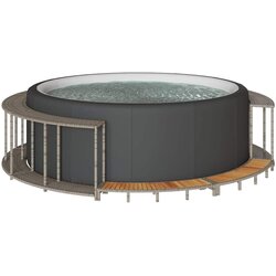 vidaXL Hot Tub Surround s shranjevanjem in leseno stopnico Grey Cene