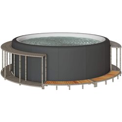 vidaXL okvir za hidromasažnu kadu sa spremištem i drvenom stepenicom Cijene