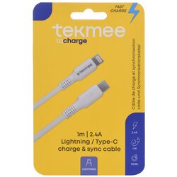 TEKMEE kabel lightning (iphone), type-c 20W - 2.4A, 1m - okrugli gumirani (syncro) Cene