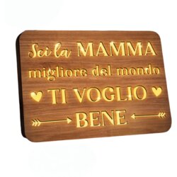 NIKCORP Lesena tablica z osvetlitvijo Darilo za mamo, orehov les, topla bela LED lučka, USB napajanje, dimenzije 22 x 16 cm, (5000165857) Cene