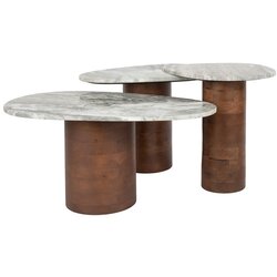 Dutchbone Rjave/bež mizice v kompletu 3 ks z marmorno mizno ploščo 41x73 cm Suki – Cene