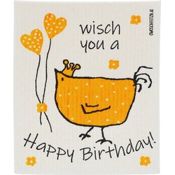 OWOSCHFETZN Spužvasta krpa "Henne Berta - Happy Birthday" - Žuta Cene
