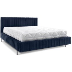 ELTAP Tamno plavi tapecirani bračni krevet s prostorom za odlaganje s podnicom 180x200 cm Plissa – Cene