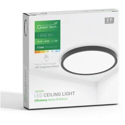 Greentech led plafonjera 18w 3000k-3500k-4000k-5000k-6500k fi22cm 5cct crna ( CNX-18W-BK ) Cene