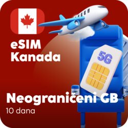 Ananas eSIM Kanada eSIM kartica - Neograničena količina prepaid mobilnih podataka za 10 dana Cene