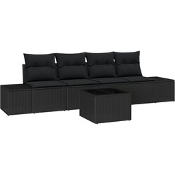 vidaXL Set od 5 vrtnih sofa s jastučićima Crni Poliratan Cijene