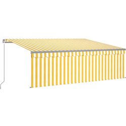 Maison Chic Ročno zložljiva tedna - Senčniki s senčilom LED 4x3 m rumena in bela, (22039043) Cene