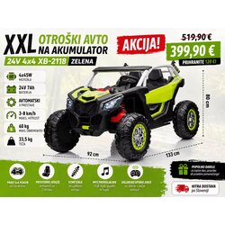 Lean Toys Xxl otroški avto na akumulator 24V 4x4 XB-2118 Zelena Cene