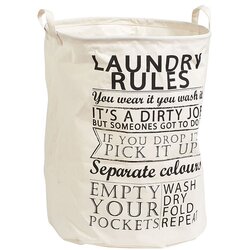 ZELLER PRESENT Koš za perilo Zeller Laundry Rules (48 x 38 cm, z ročaji, črno-bel, poliester) Cene