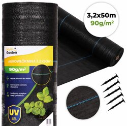Multi Garden crna UV-otporna agrotekstilna tkanina 90 g/m² protiv korova 3,2 × 50 m, s klinovima Cene