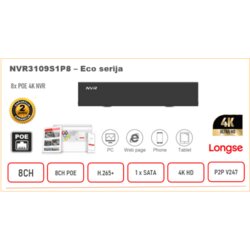 NVR POE Longse snimač 8ch 4K H.265 Eko serija Cene