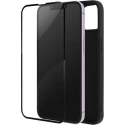 AVIZAR iPhone 14 Plus Full Protection, mat crn silikonski ovitek kaljeno steklo 9H crn obris, (20714608) Cene