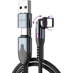 STATIK PowerPivot Pro braided rotating USB-C Cable Black 3m Cene