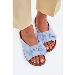 Boto Women's Cork Sole Slippers With Bow Blue Seressa Cene